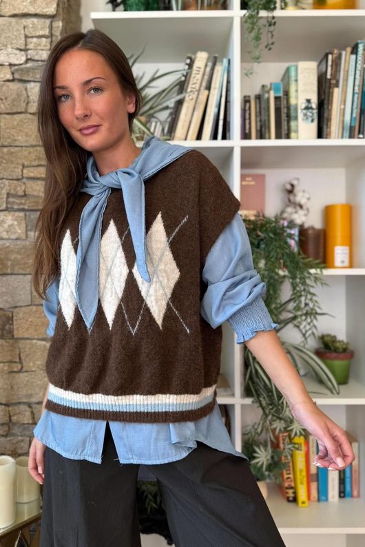 Zeta Otto Argyle Tank Chocolate
